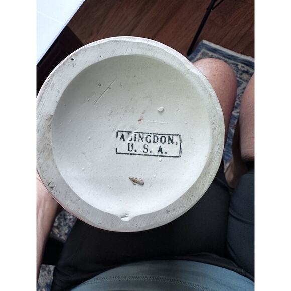 BEAUTIFUL VINTAGE ABINGDON ART POTTERY 153 ACANTHUS LEAF PINK WITH HANDLES VASE! - Picture 14 of 16